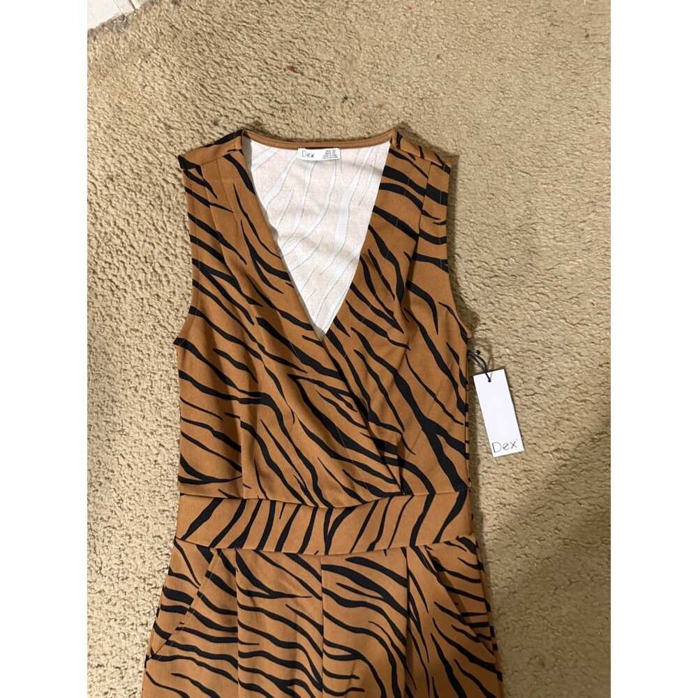Dex Brown Tiger Print Jumpsuit Women Size XS Retails for 89.99
